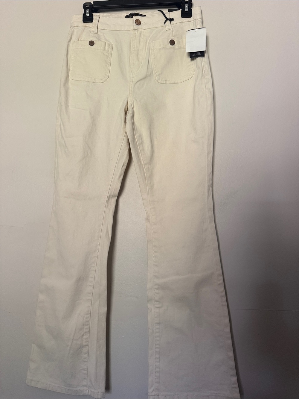 RACHEL Rachel Roy Cream Wide-Leg Flare Jeans